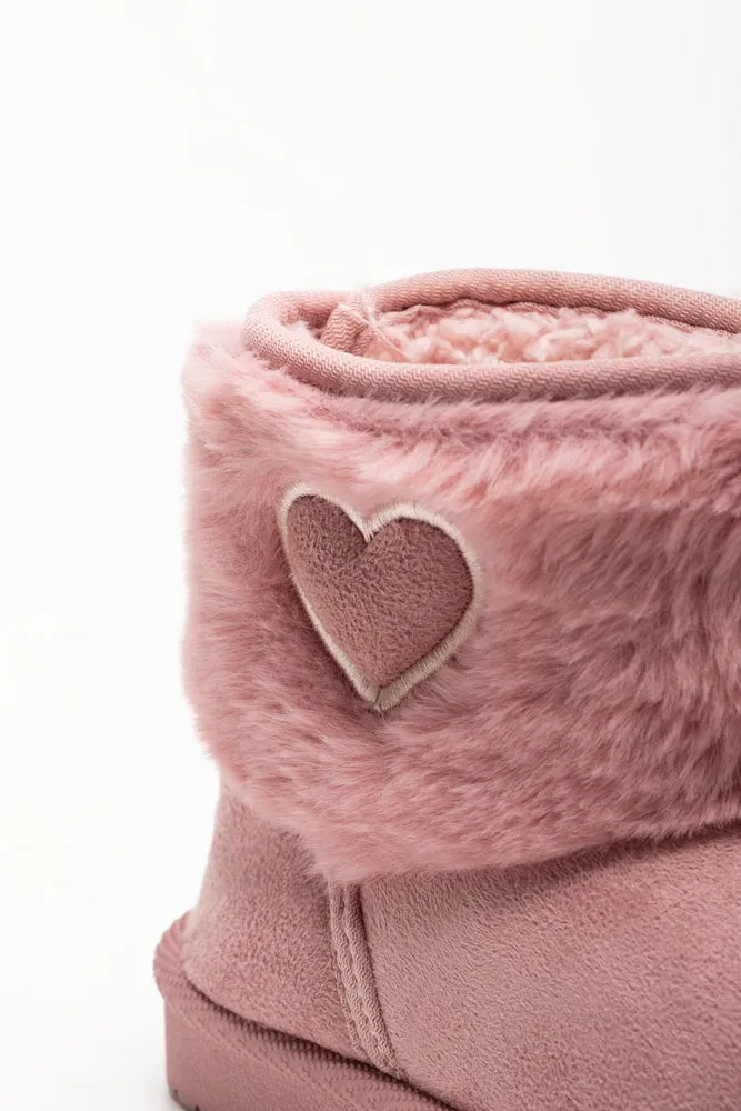 Heart Fur Comfort Boots Pink