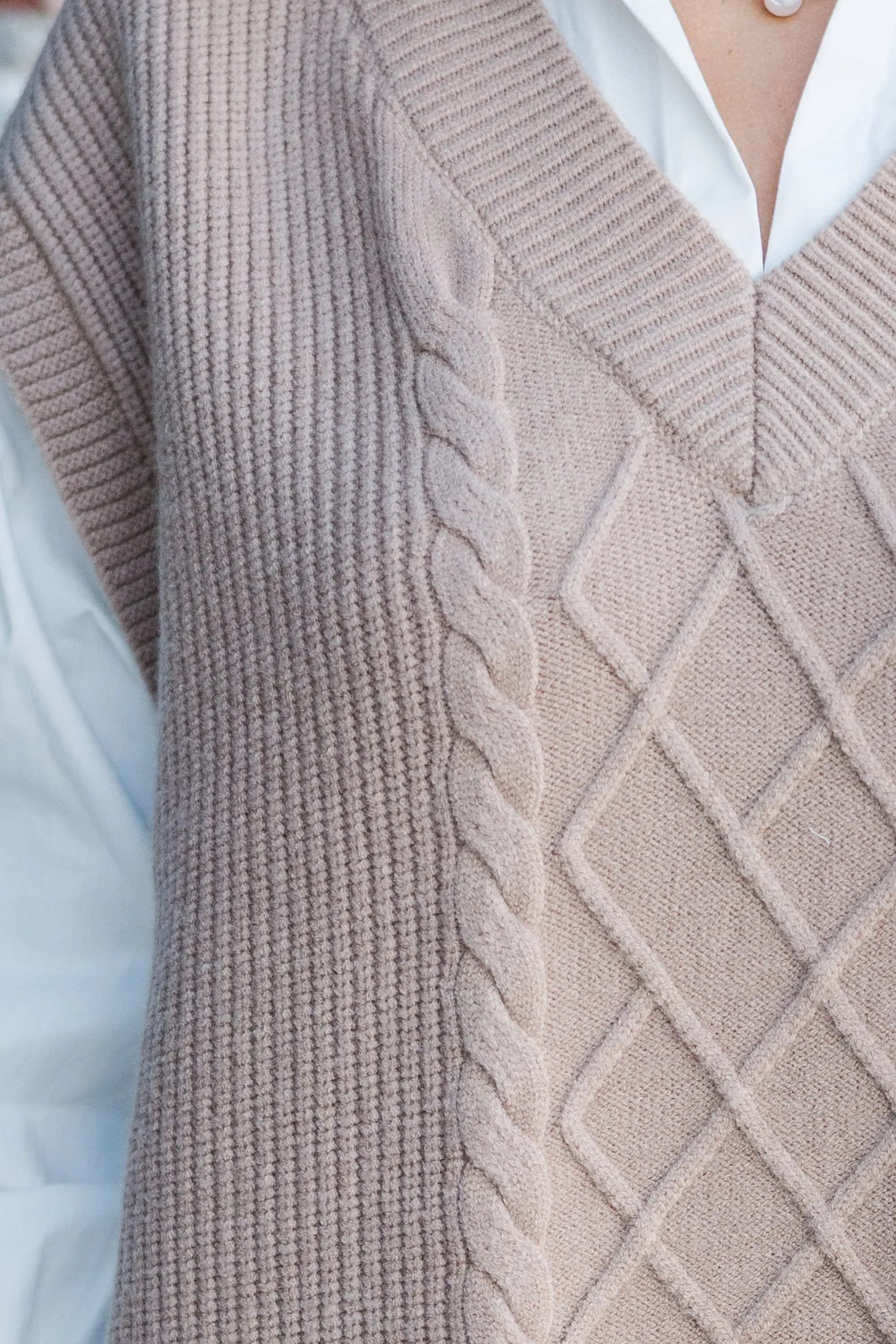 Here For You Latte Cable Knit Sweater Dress