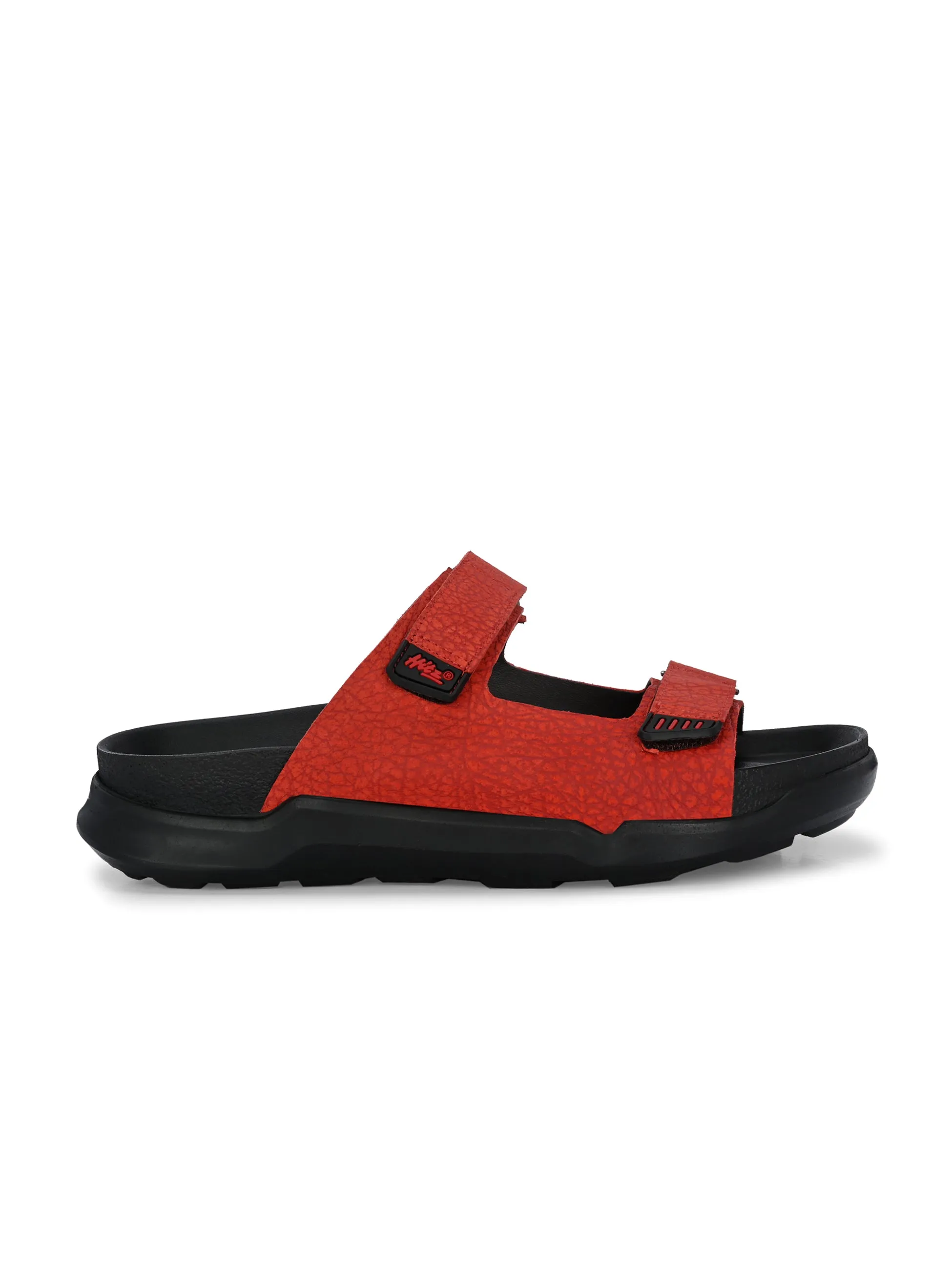 HITZ0029 Men's Red Leather Casual Velcro Slipper
