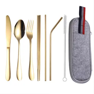 Homlly 8pcs Stainless Steel Cutlery Set with Pouch