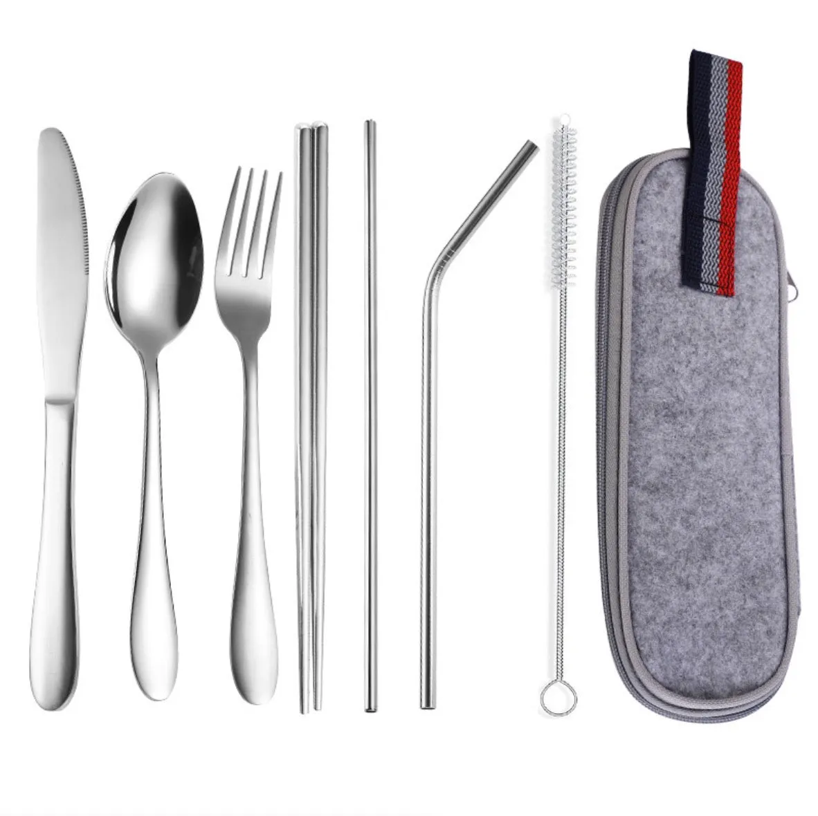 Homlly 8pcs Stainless Steel Cutlery Set with Pouch