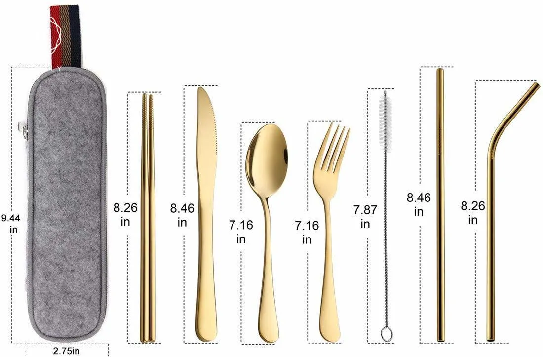 Homlly 8pcs Stainless Steel Cutlery Set with Pouch