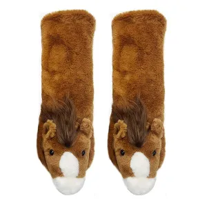 Horse Play Kids Plush Animal Slipper Socks