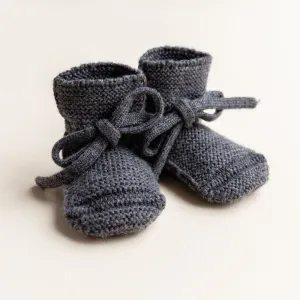 Hvid  Baby knit booties charcoal