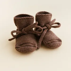 Hvid  Baby Knitted Shoes Booties Mocha