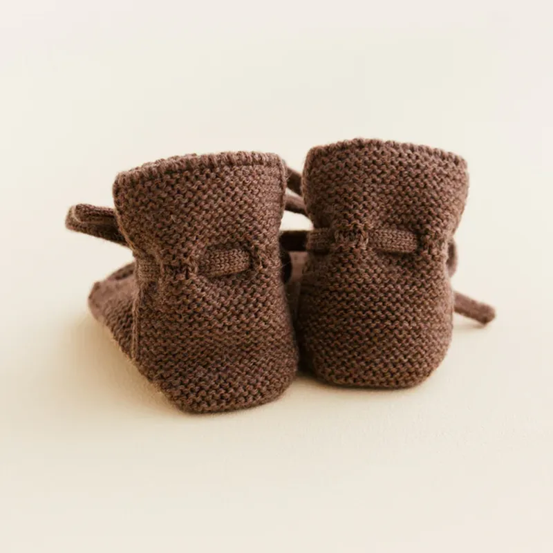 Hvid  Baby Knitted Shoes Booties Mocha
