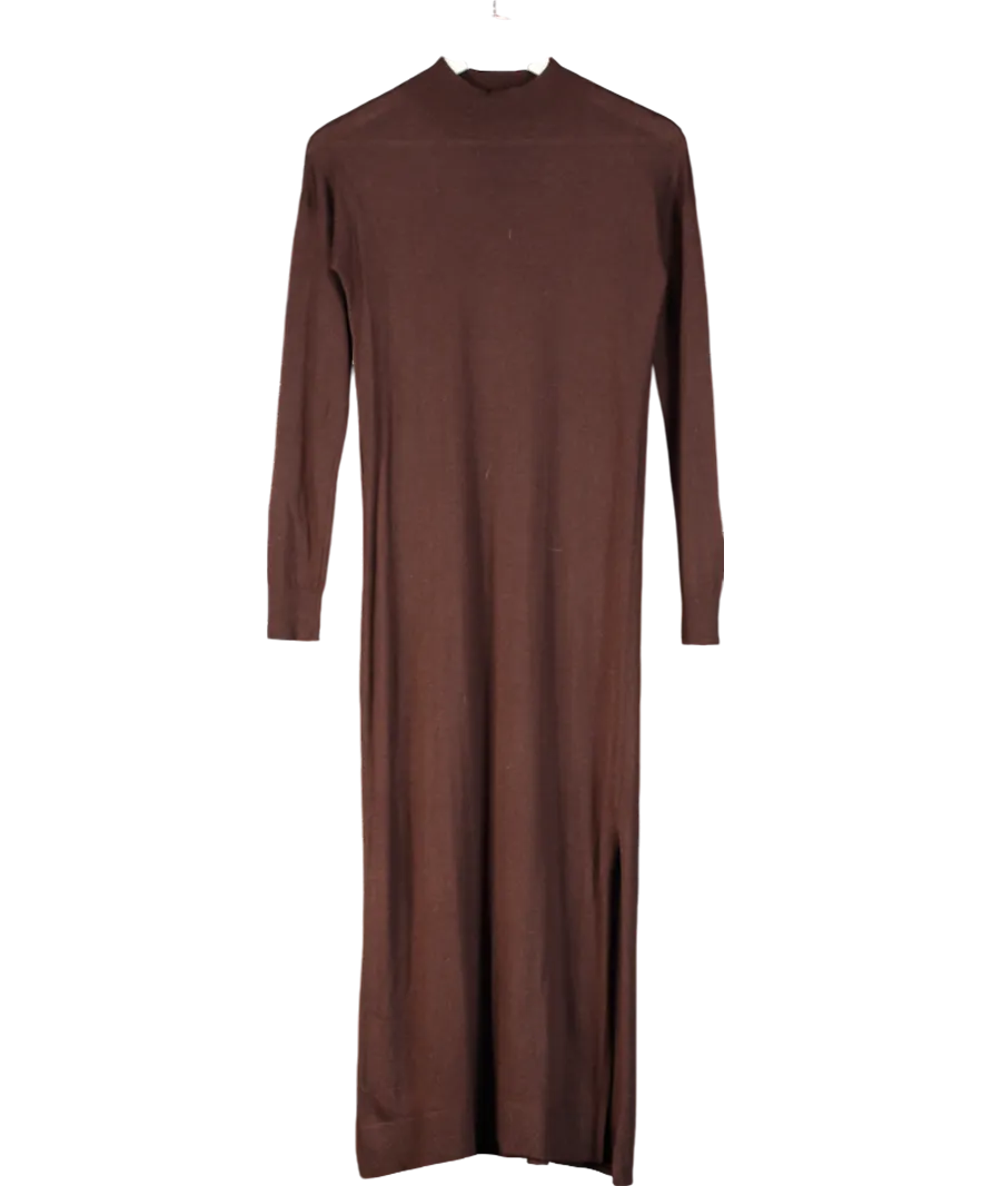 Karen Millen Brown Viscose Blend Swing Hem Knitted Midaxi Dress UK XS