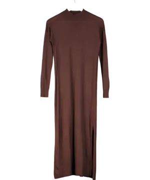 Karen Millen Brown Viscose Blend Swing Hem Knitted Midaxi Dress UK XS