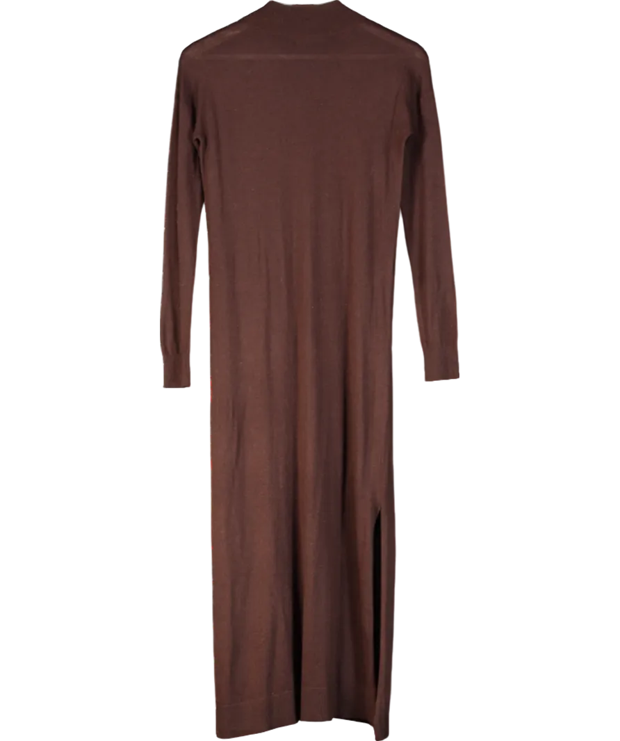 Karen Millen Brown Viscose Blend Swing Hem Knitted Midaxi Dress UK XS