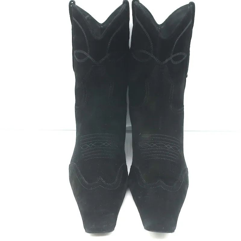 KHAITE Dallas Western Ankle Boots Black Suede Size 41