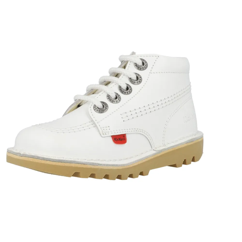 Kickers Kick Hi Zip White Leather Boots