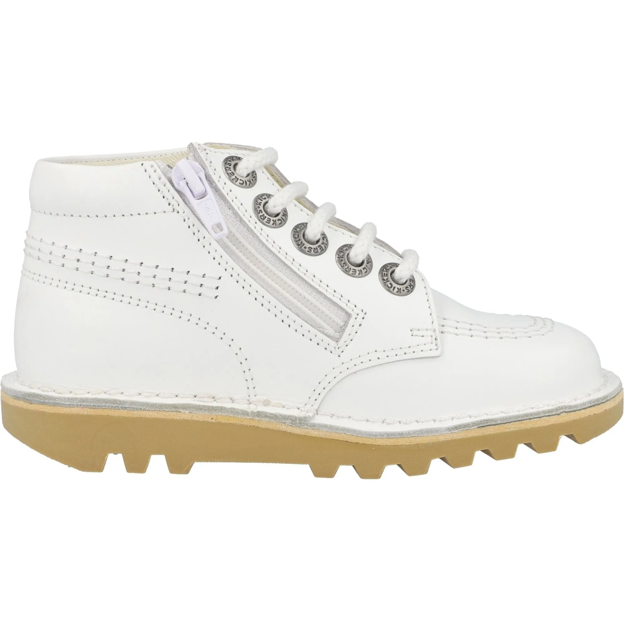 Kickers Kick Hi Zip White Leather Boots