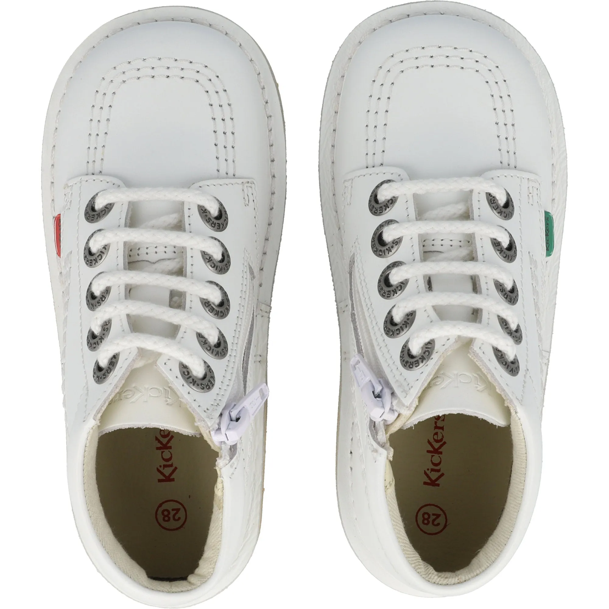 Kickers Kick Hi Zip White Leather Boots