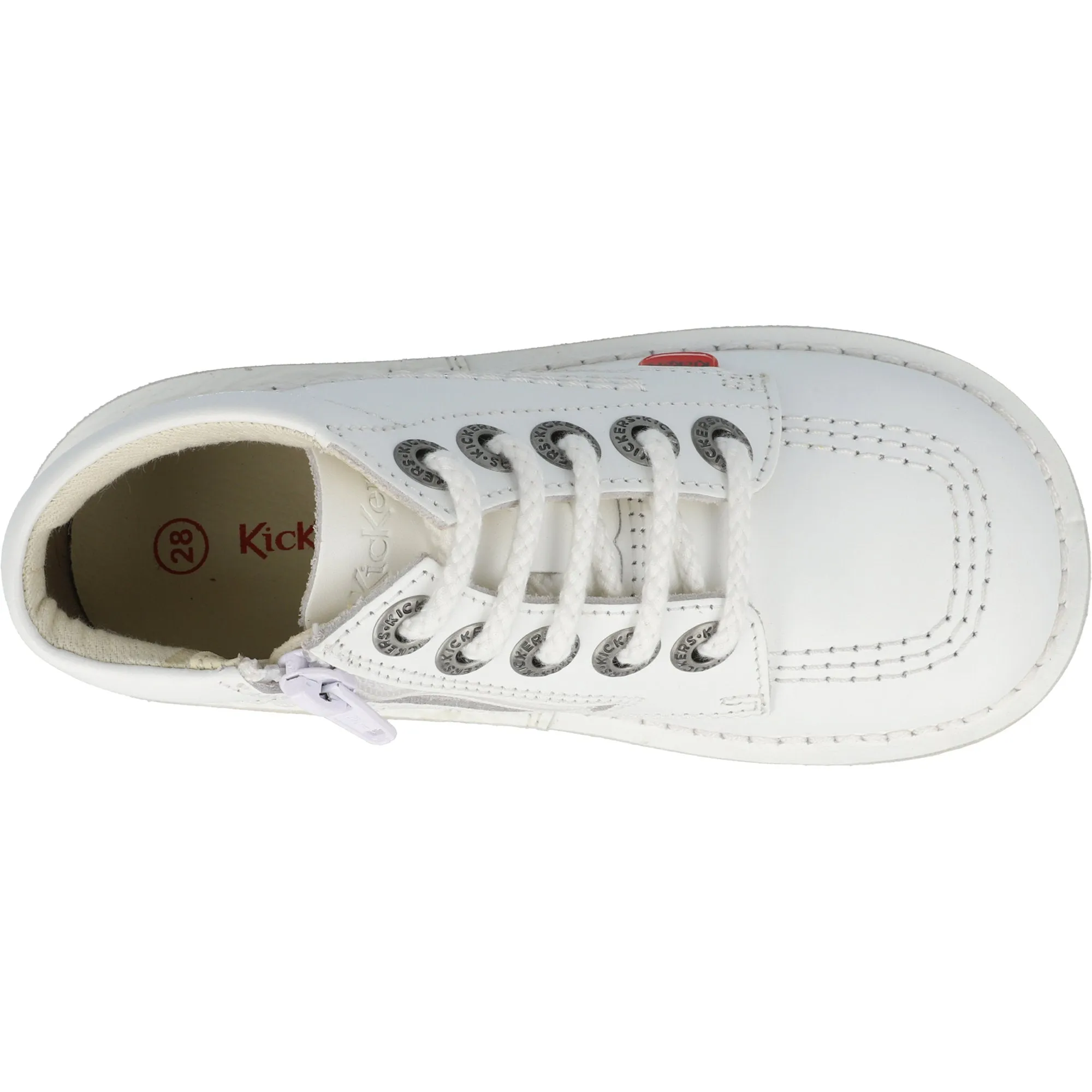 Kickers Kick Hi Zip White Leather Boots