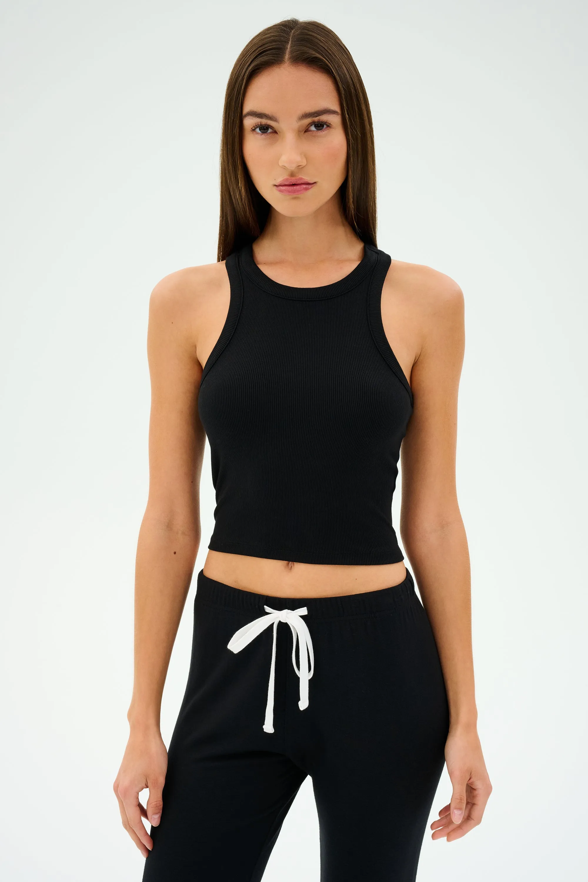 Kiki Rib Crop Tank - Black