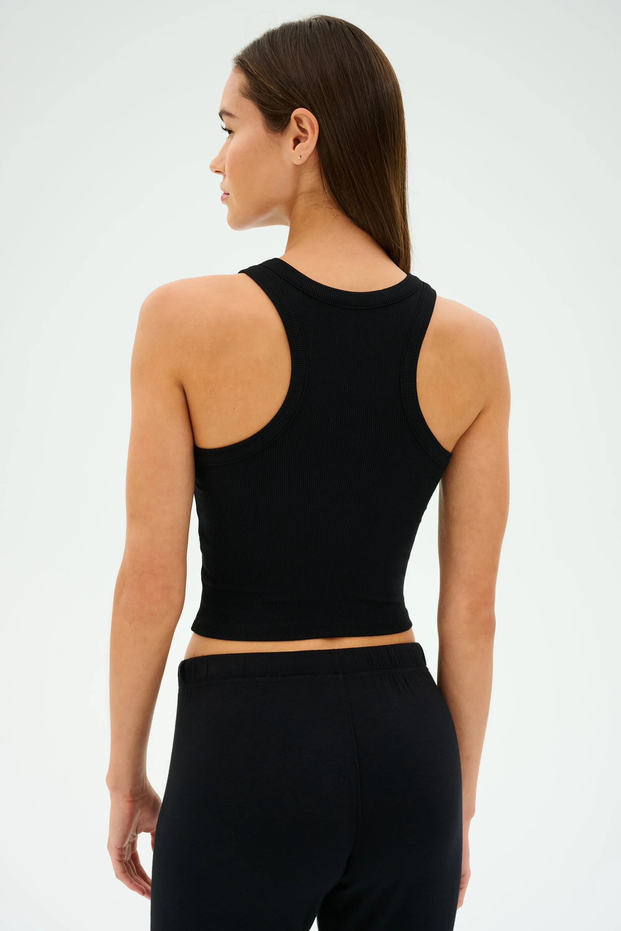 Kiki Rib Crop Tank - Black