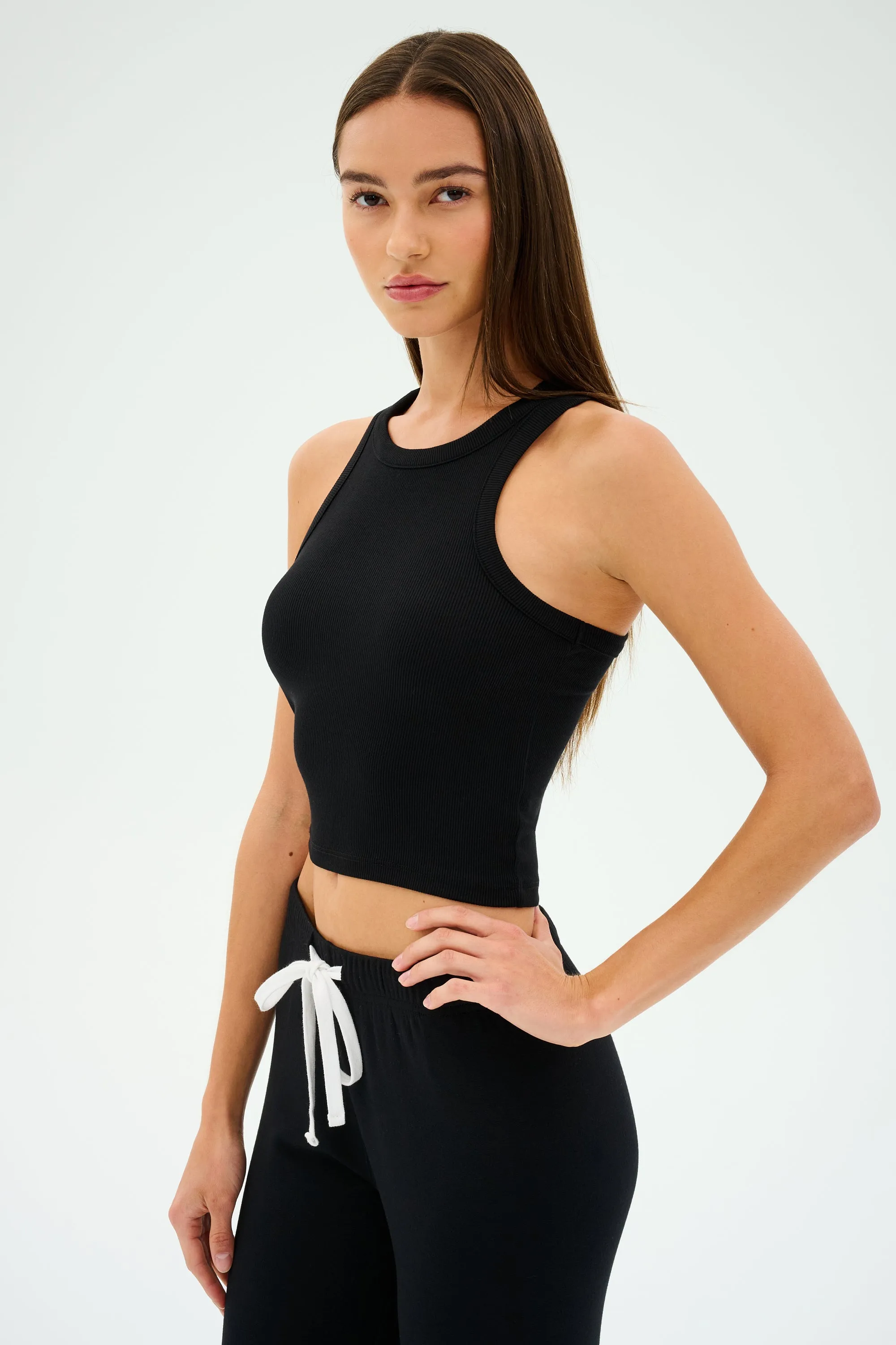 Kiki Rib Crop Tank - Black