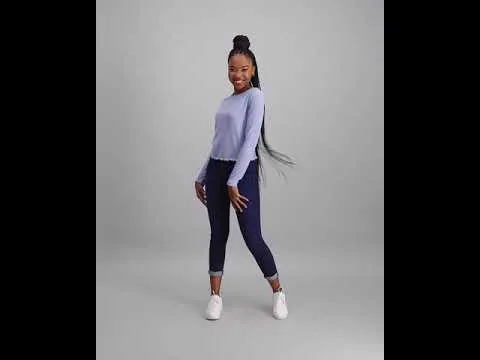 Ladies Dark Blue High Waisted Jegging