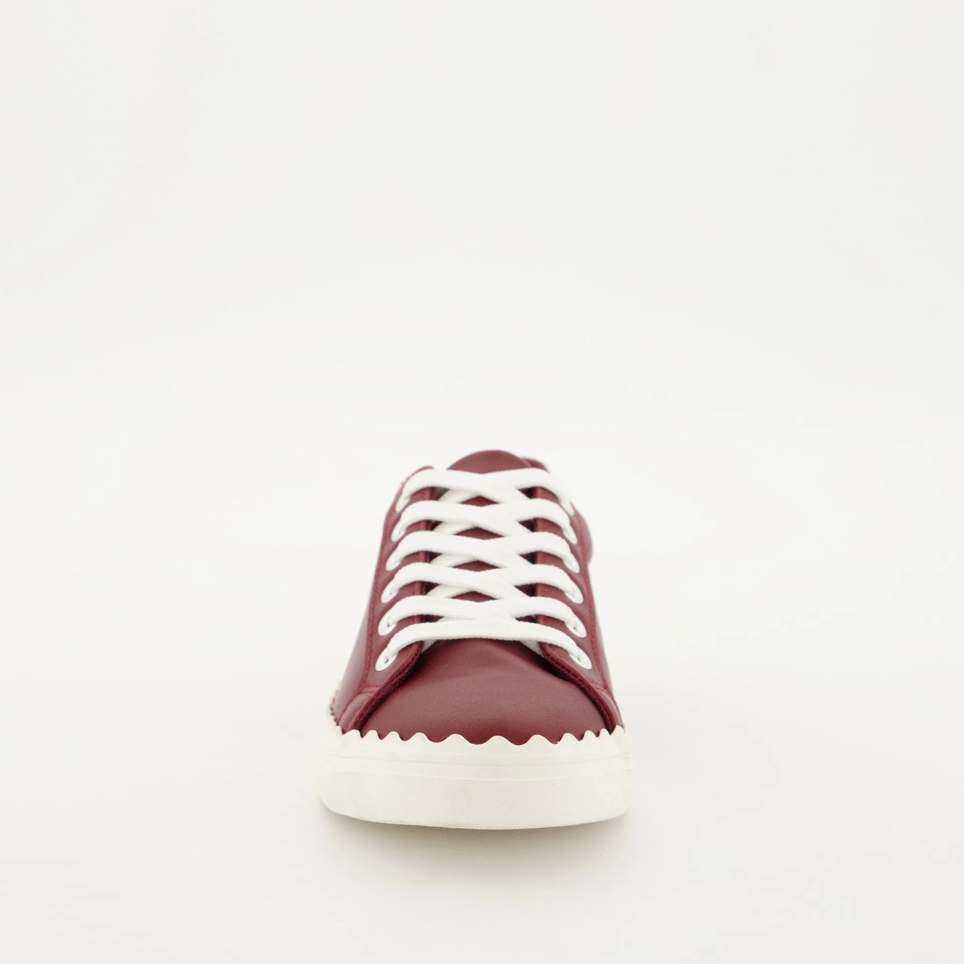 Ladies Scallop Lace Up Sneaker - Burgundy