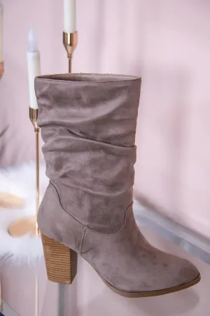 Leaves Are Falling And Boots Are Calling Taupe Solid Suede Boots - SHO2613TA