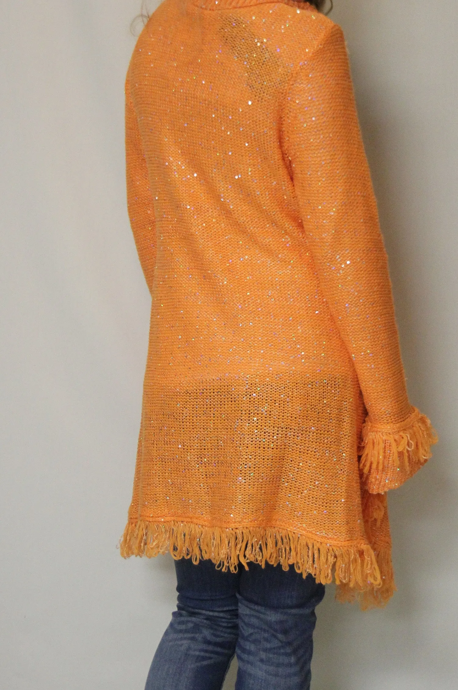 Lily | Crochet Orange with Ruffle Trimming and Sequin