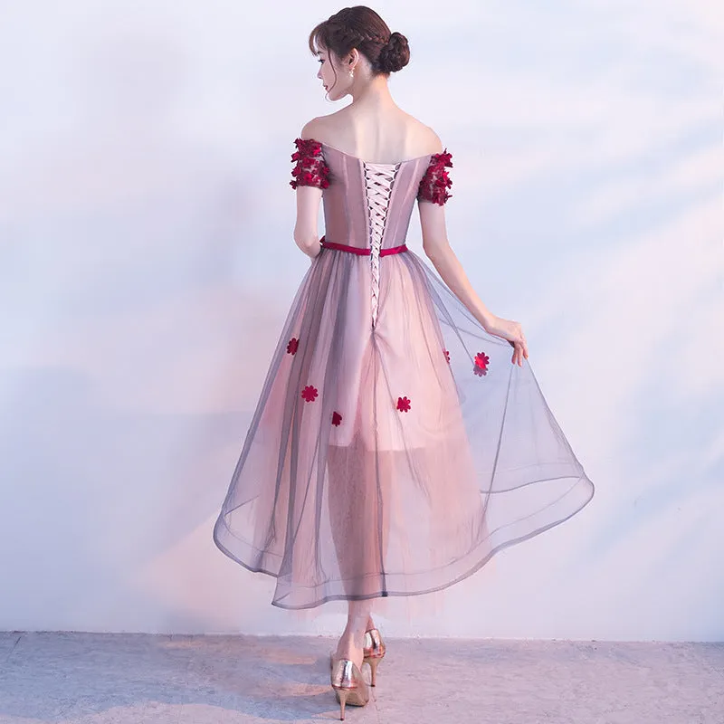 Lovely High Low Flowers Party Dress , Homecoming Dress