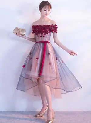 Lovely High Low Flowers Party Dress , Homecoming Dress