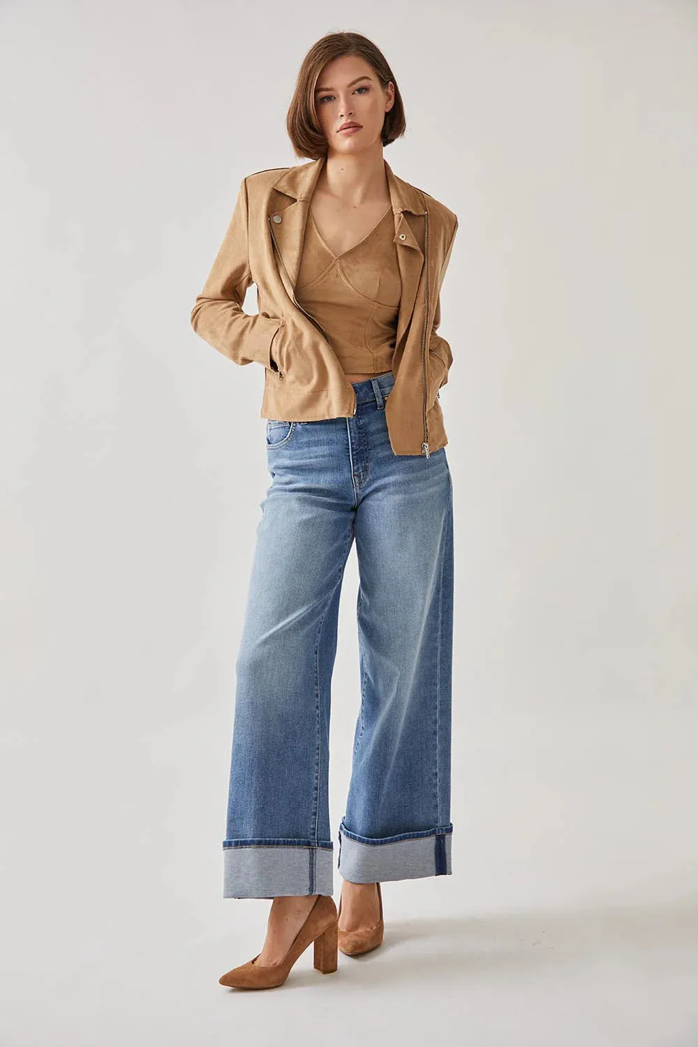 Maeve Vegan Faux Suede Moto Jacket
