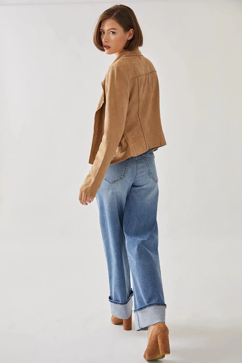 Maeve Vegan Faux Suede Moto Jacket