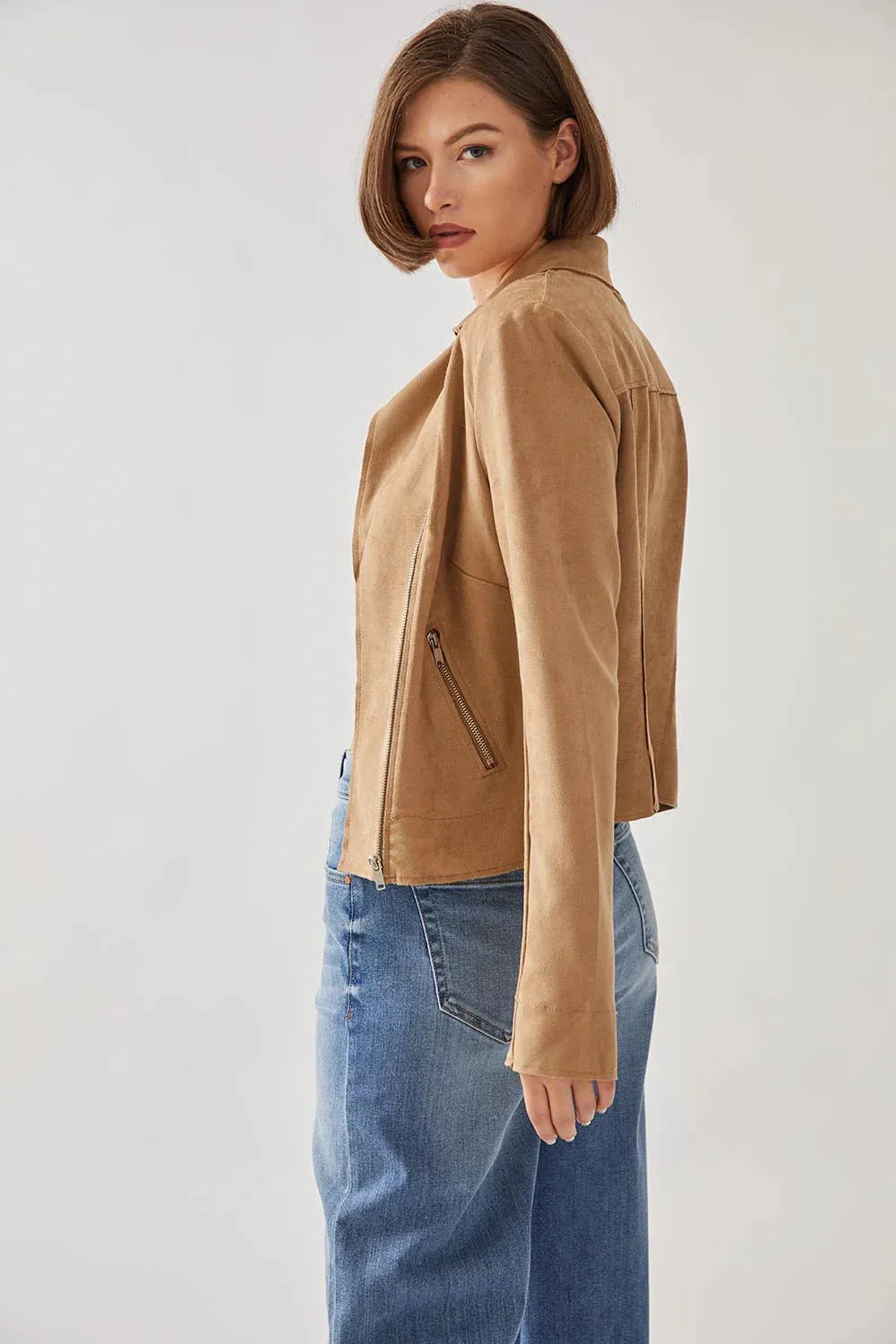 Maeve Vegan Faux Suede Moto Jacket