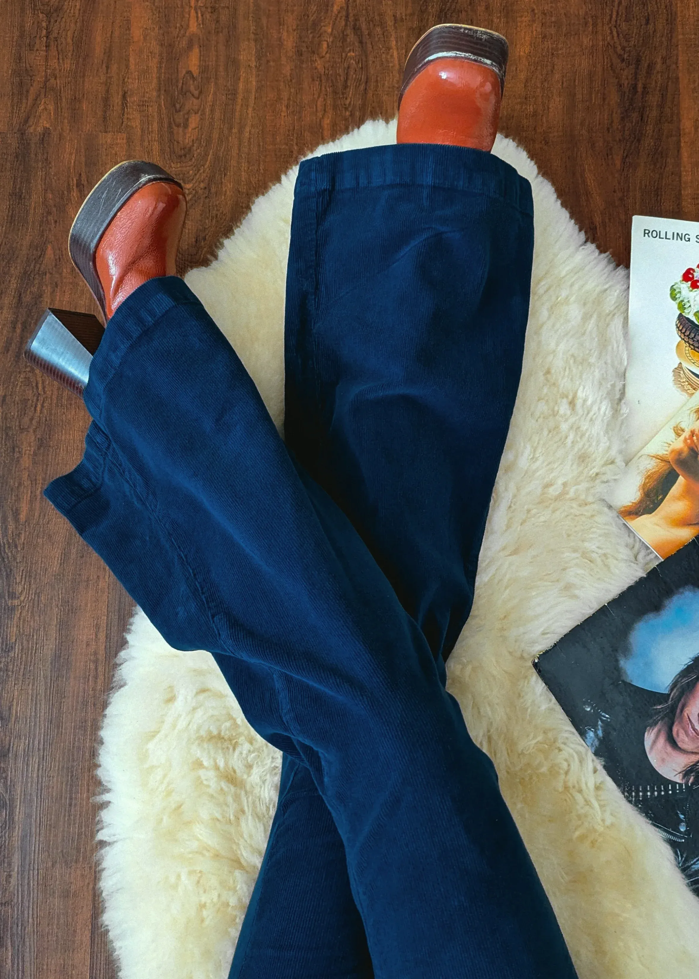 Marine Blue Corduroy Eastcoast Flares <br> <I> almost gone! </I>
