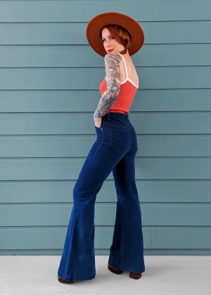 Marine Blue Corduroy Eastcoast Flares <br> <I> almost gone! </I>