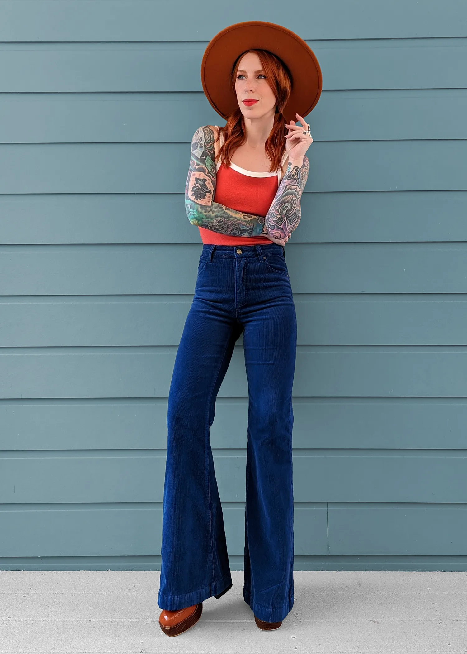 Marine Blue Corduroy Eastcoast Flares <br> <I> almost gone! </I>