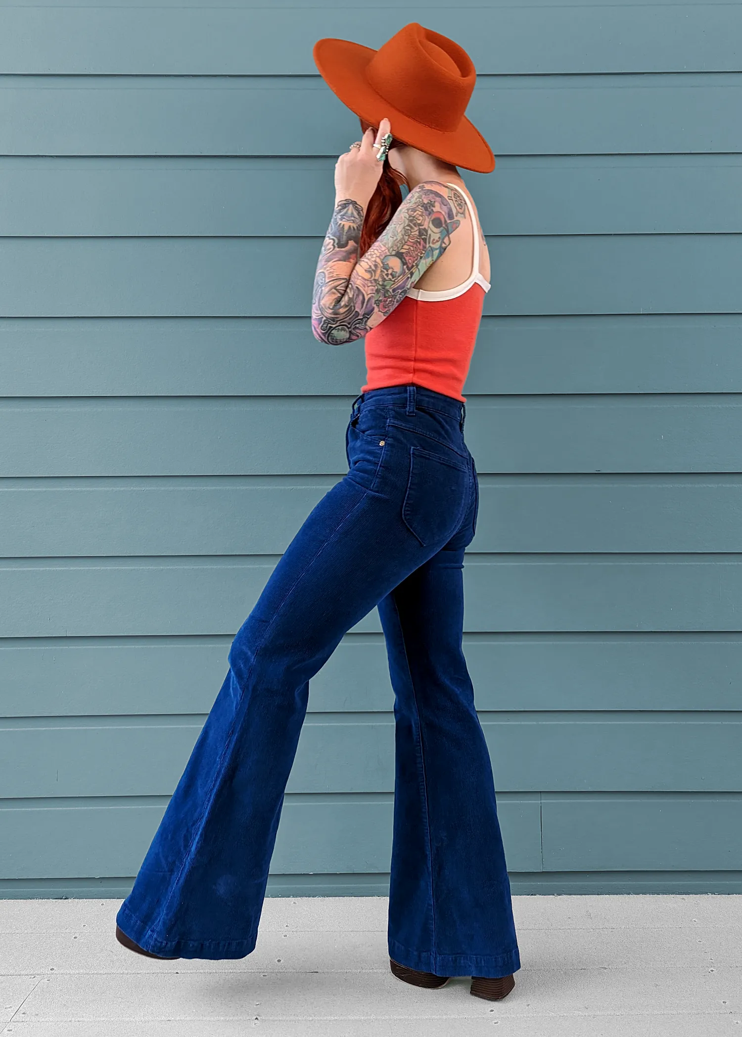 Marine Blue Corduroy Eastcoast Flares <br> <I> almost gone! </I>