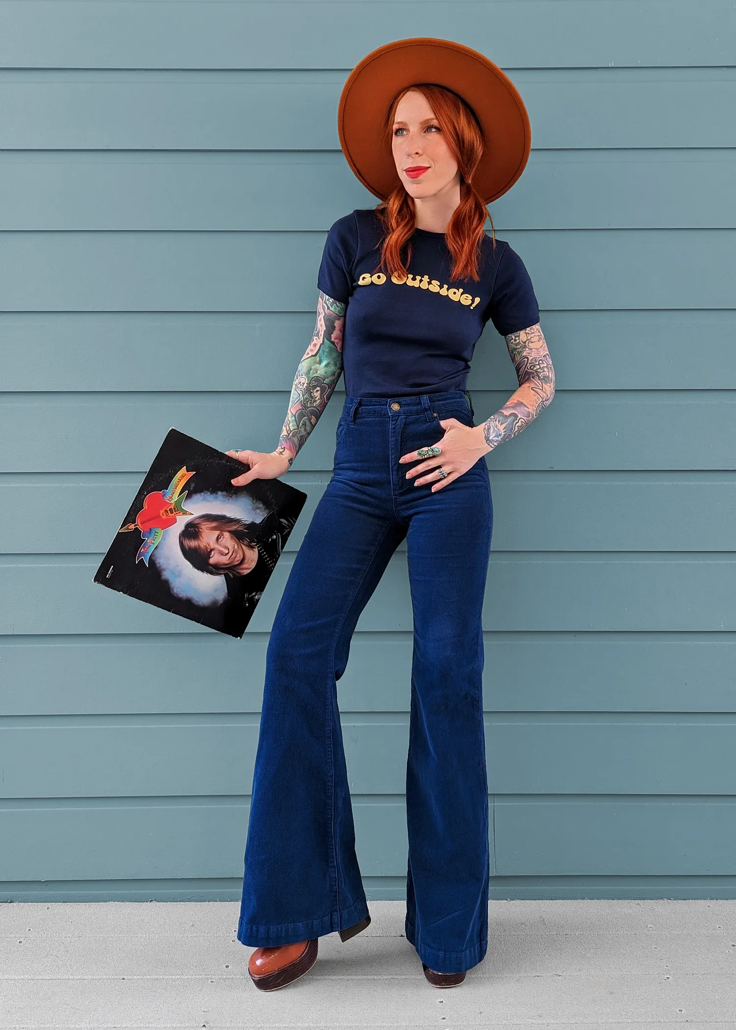 Marine Blue Corduroy Eastcoast Flares <br> <I> almost gone! </I>