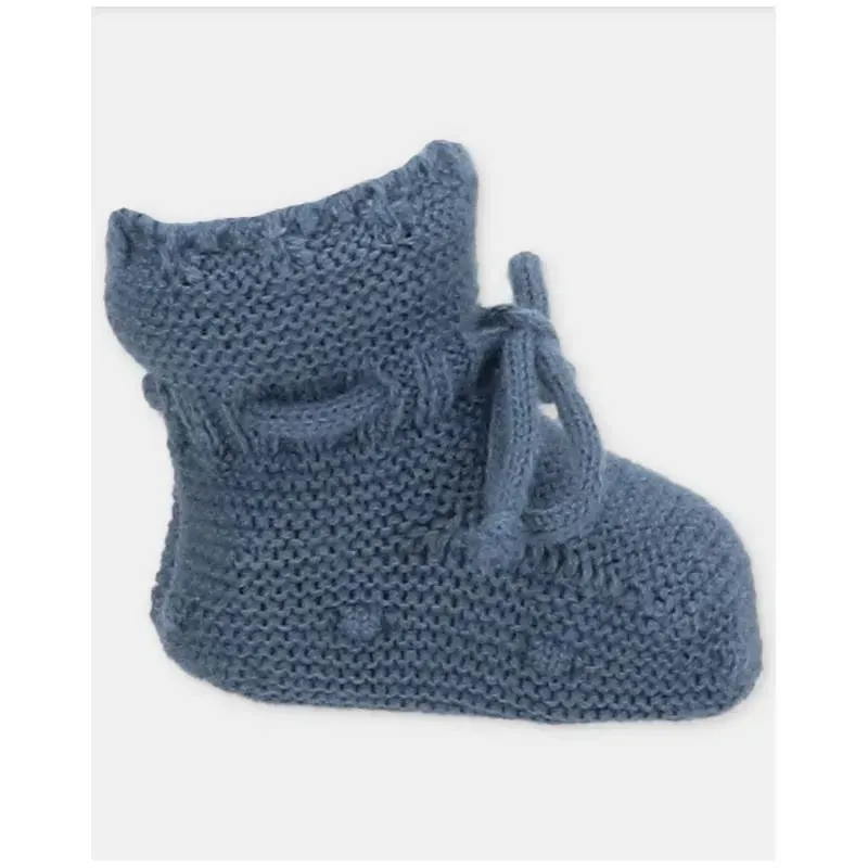 Martin Aranda - Baby Knit Booties Garden, Blue Grey