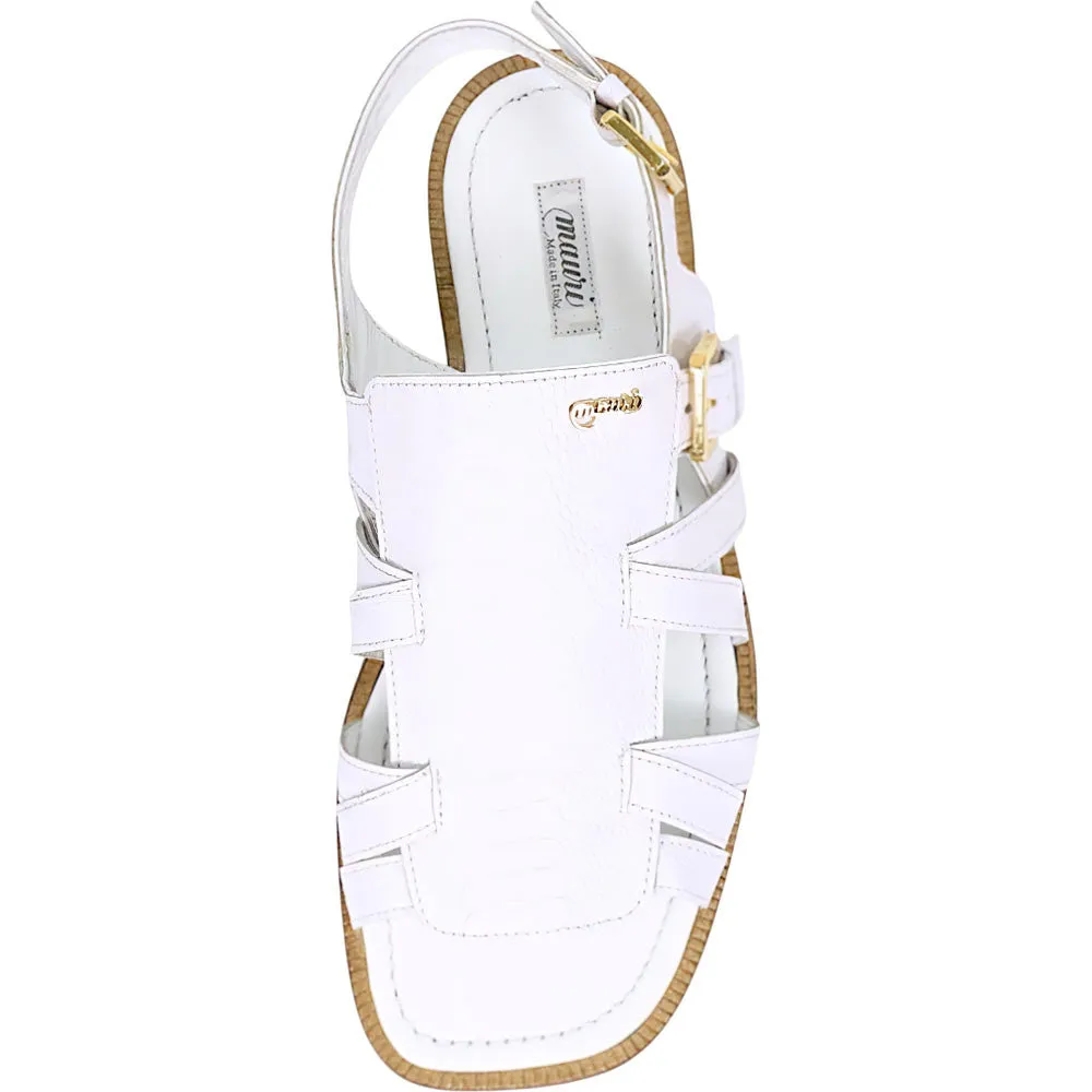 Mauri Antigua Men's White Exotic Ostrich Leg Sandal