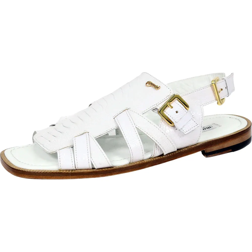 Mauri Antigua Men's White Exotic Ostrich Leg Sandal
