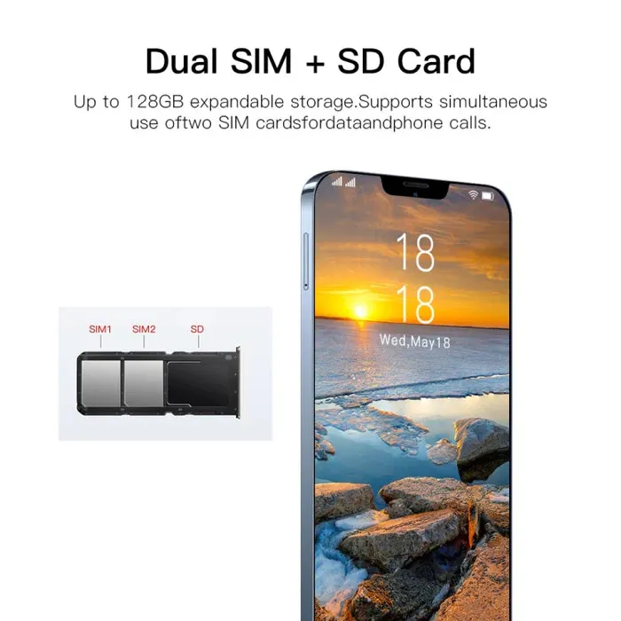 MaxPhone, 1GB 8GB, 6.3 inch Drop Notch Screen, Face ID, Android 6.0 MTK6580P Quad Core, Network: 3G, Dual SIM Maxphone Blue