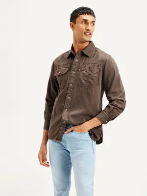 Men's Solid Dyed Spread Collar Shirt