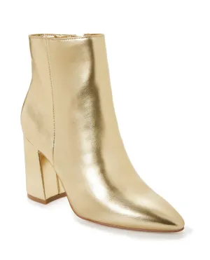Metallic Pointed Toe Bootie Gold