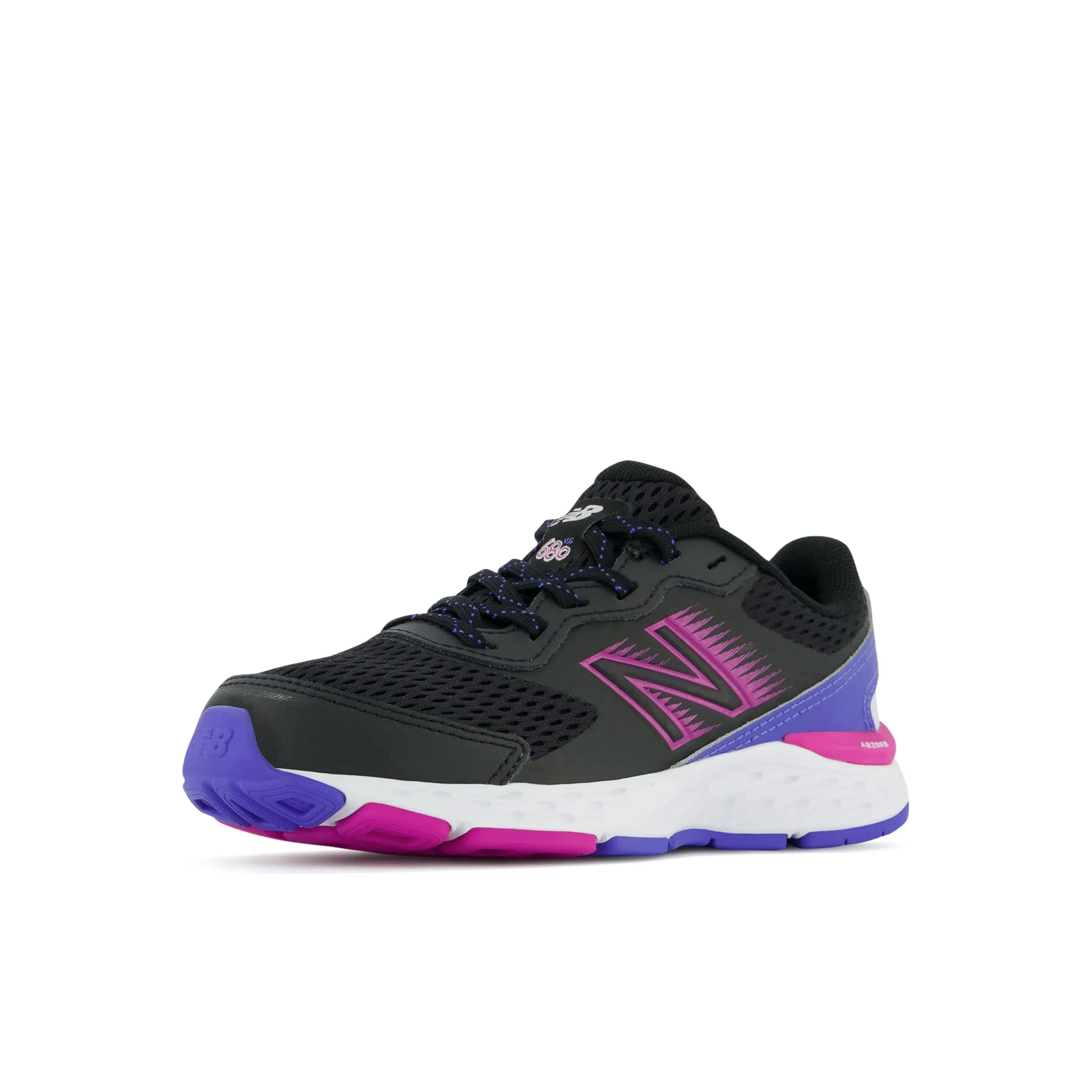 New Balance Kid's 680 V6 Lace-up Running Shoe, Black/Magenta Pop/Aura, 10.5 Little Kid
