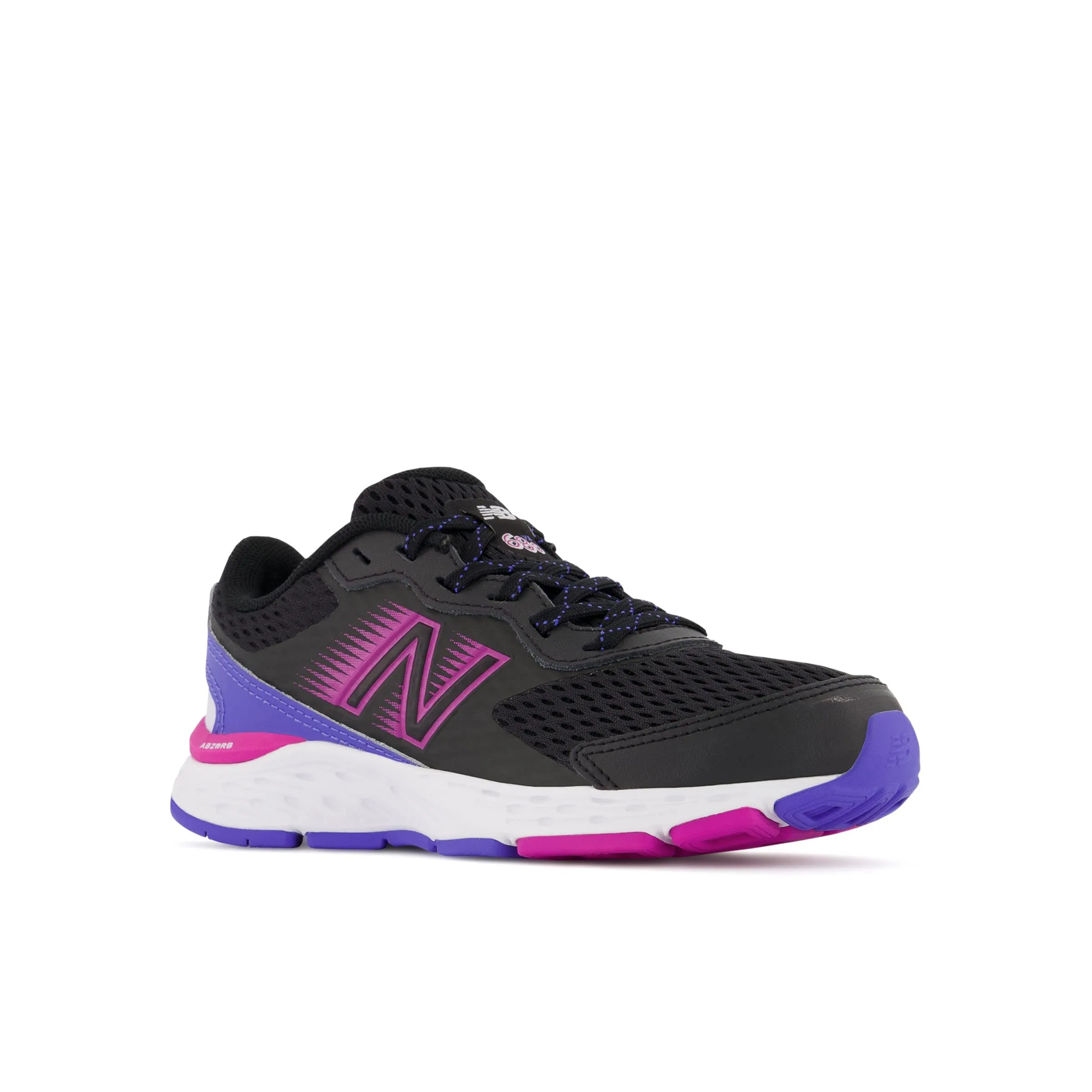 New Balance Kid's 680 V6 Lace-up Running Shoe, Black/Magenta Pop/Aura, 10.5 Little Kid