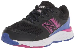 New Balance Kid's 680 V6 Lace-up Running Shoe, Black/Magenta Pop/Aura, 10.5 Little Kid