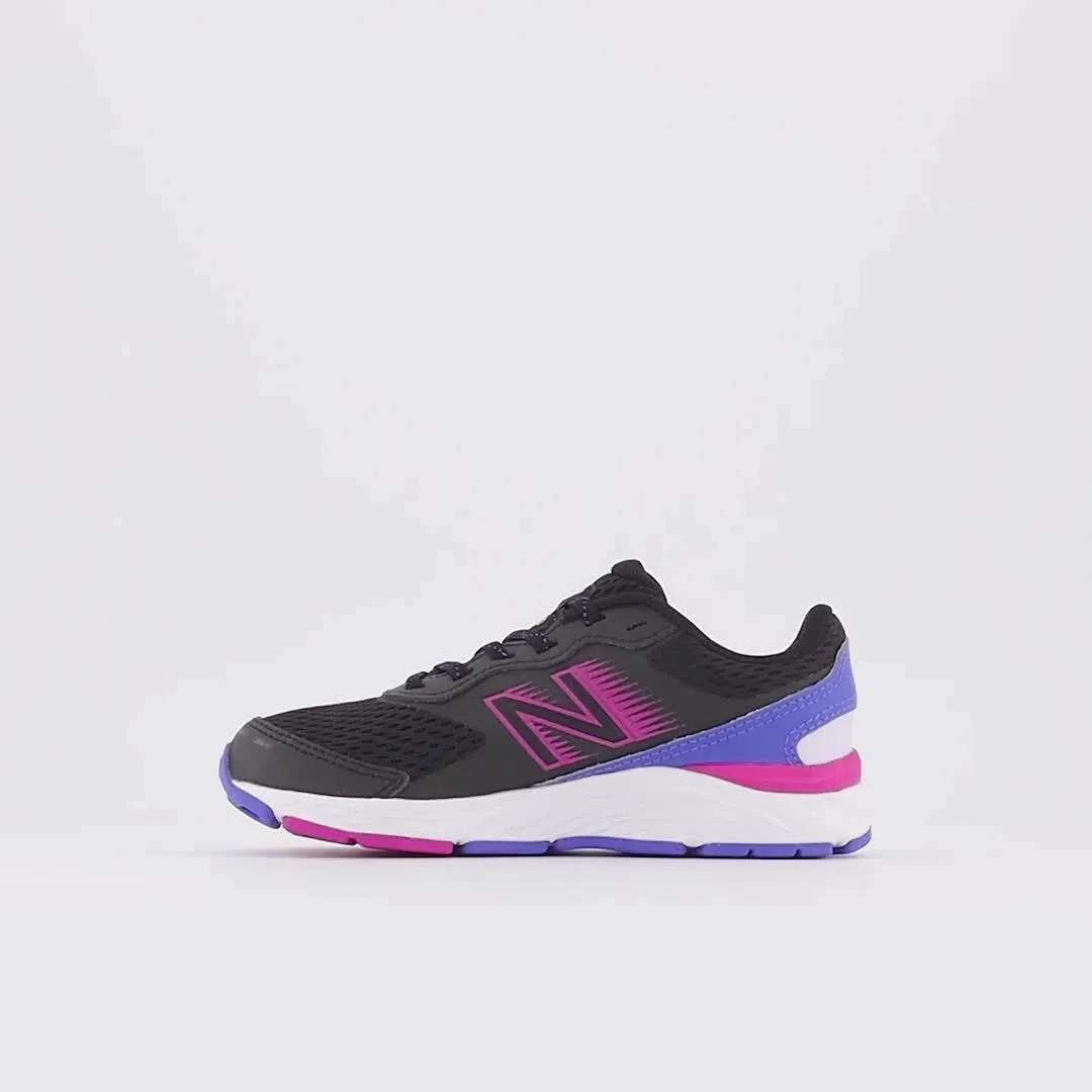 New Balance Kid's 680 V6 Lace-up Running Shoe, Black/Magenta Pop/Aura, 10.5 Little Kid