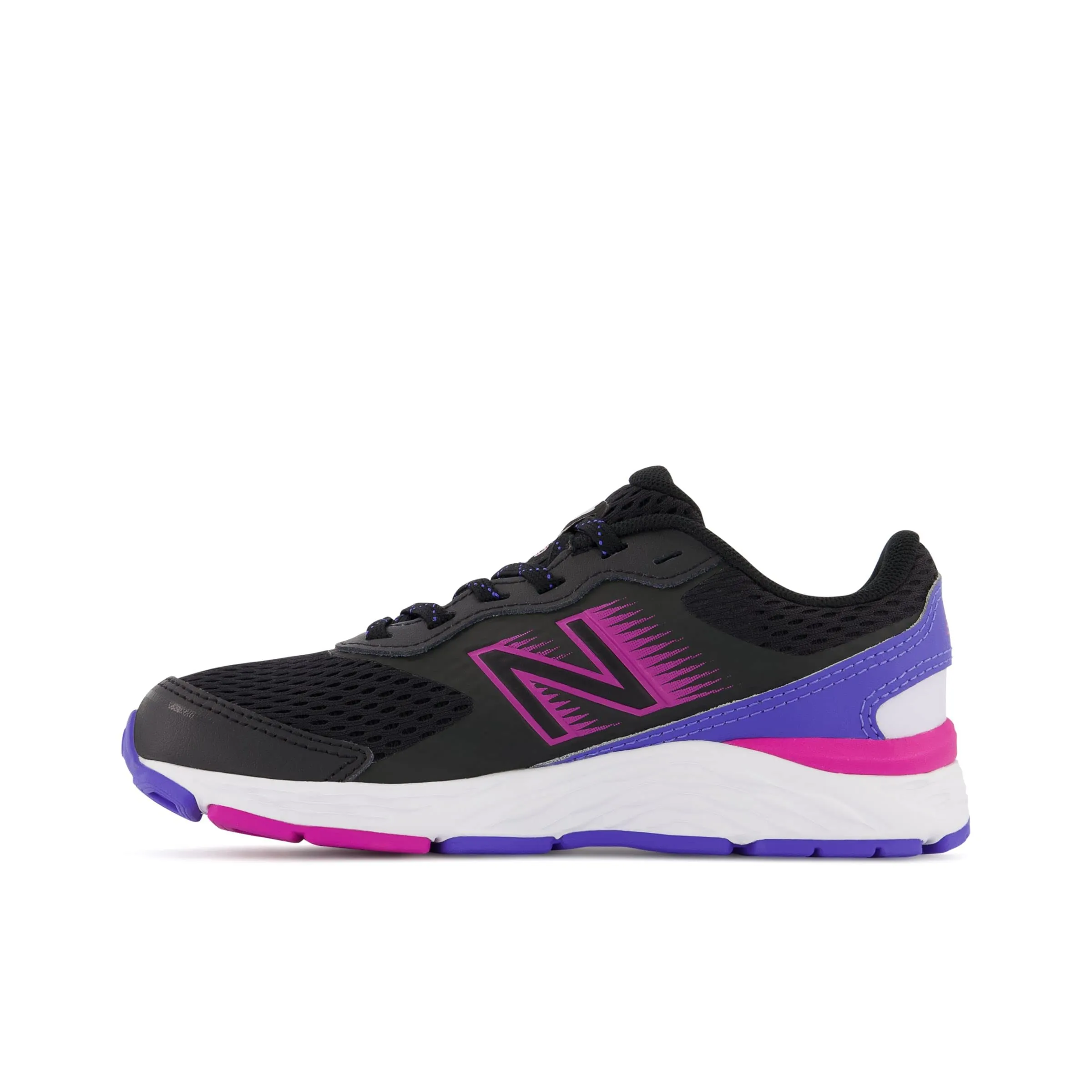New Balance Kid's 680 V6 Lace-up Running Shoe, Black/Magenta Pop/Aura, 10.5 Little Kid