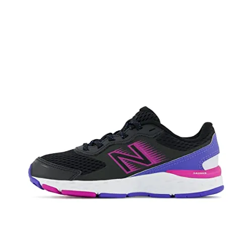 New Balance Kid's 680 V6 Lace-up Running Shoe, Black/Magenta Pop/Aura, 10.5 Little Kid
