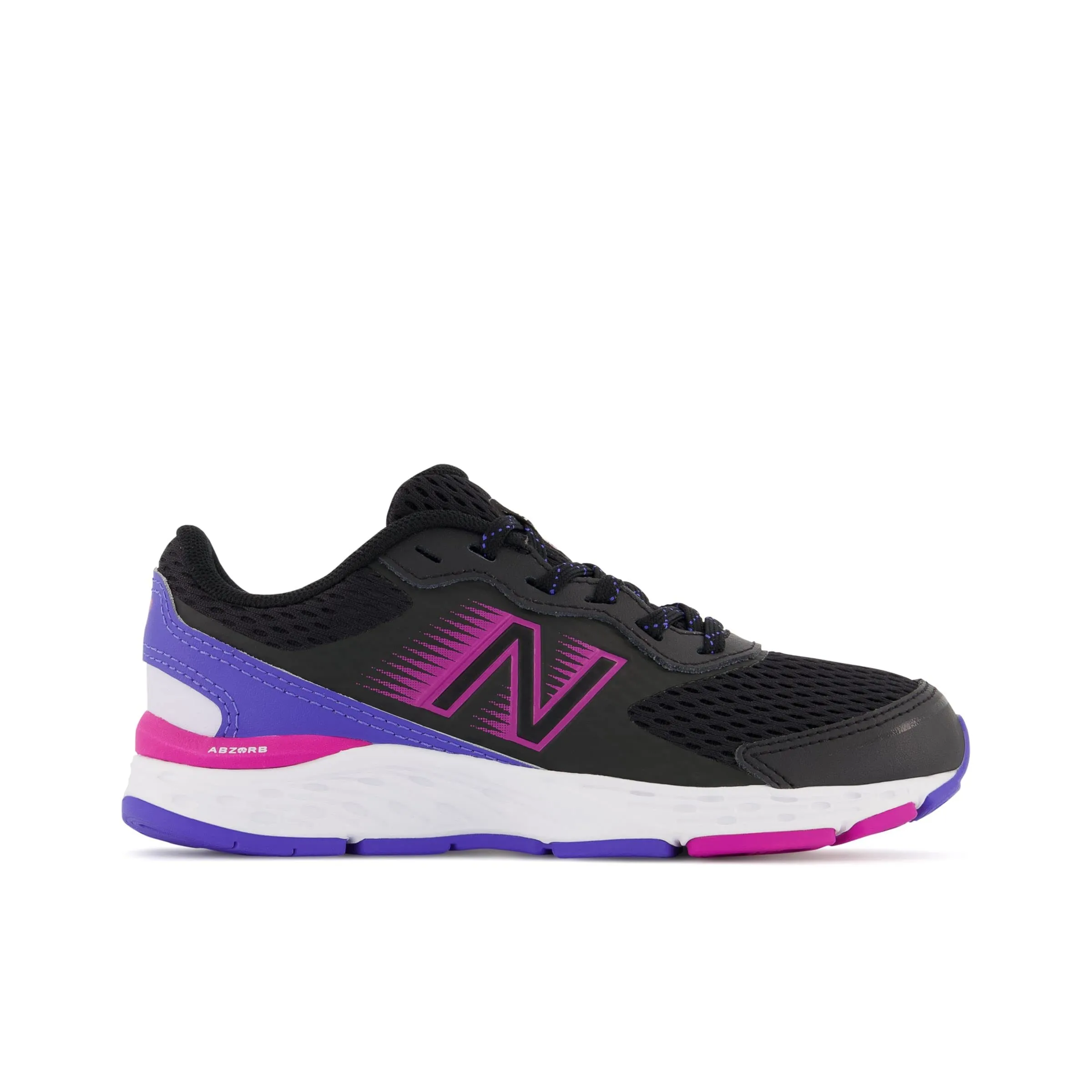 New Balance Kid's 680 V6 Lace-up Running Shoe, Black/Magenta Pop/Aura, 10.5 Little Kid