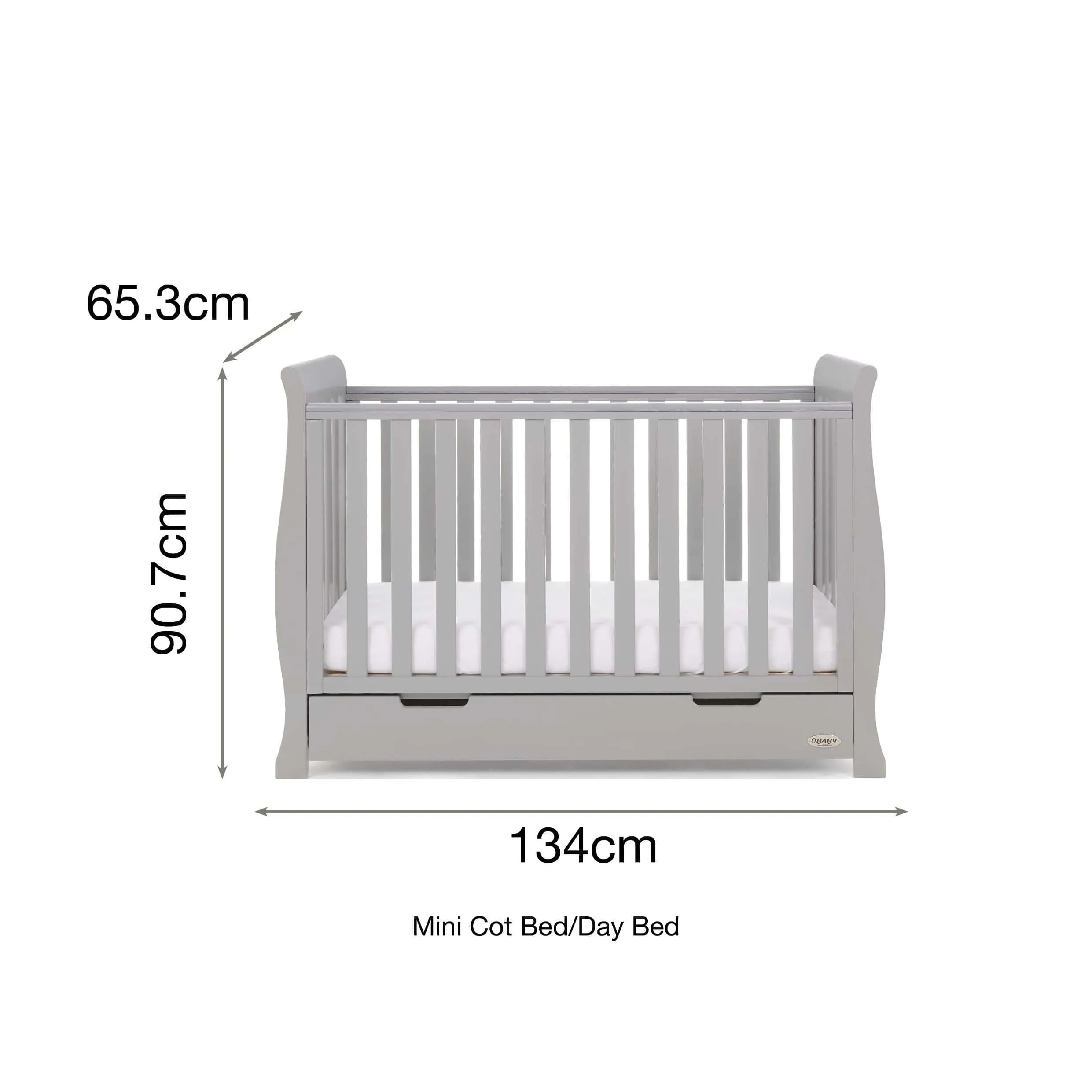 Obaby Stamford Mini Cot Bed - Warm Grey