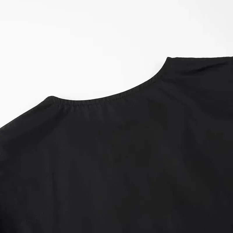 Obsidian Phoenix Women's Chic Lace-Up Blouse - Fashion Solid Hollow Out O-Neck Short Sleeve Casual Streetwear Top